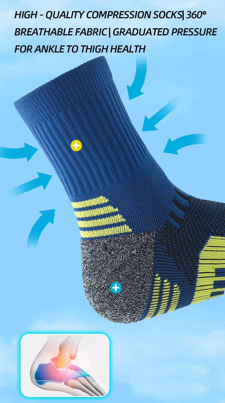 3 paires de chaussettes atétiques pour hommes, chaussettes de sport respirantes, de course en plein air, de Compression, longues, noires, blanches, bleues, extensibles