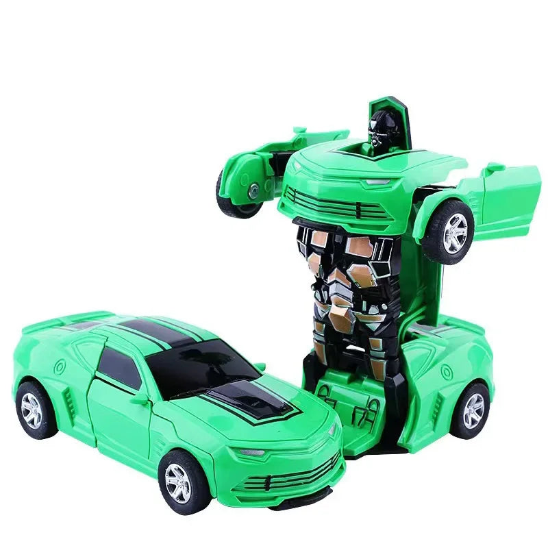 Coche de juguete de cambio de forma de impacto inercial para niños, robot Autobot de cambio de forma con un solo botón, rompecabezas de cambio de forma, colisión