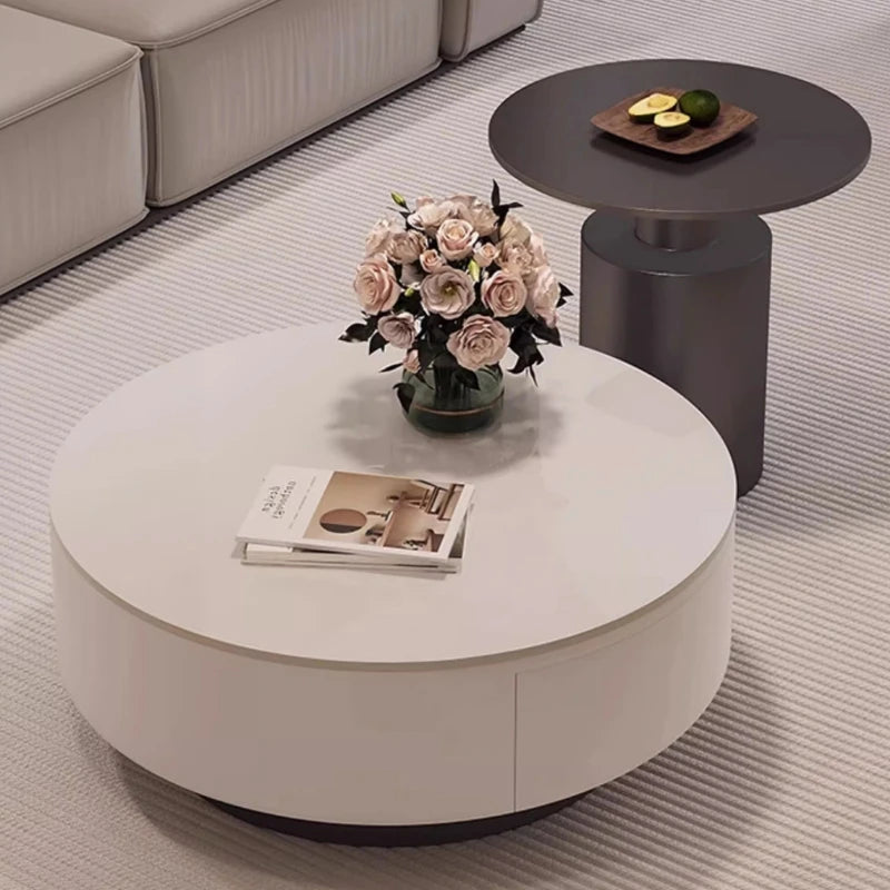 Luxury Minimalist Acrylic Round Living Room Coffee Table for Girls, Restaurant Coffee Table, Book Table