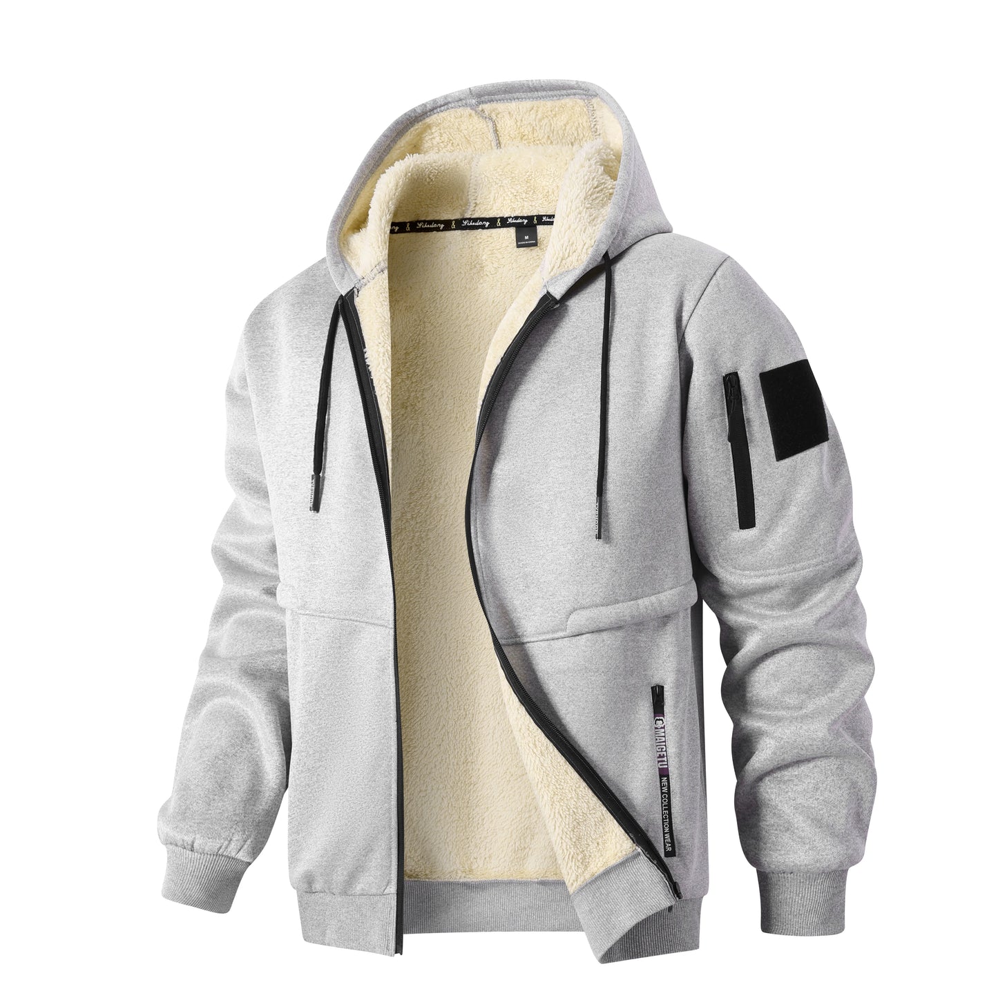 Veste polaire d'hiver pour hommes, veste en laine épaisse décontractée, sweat à capuche chaud avec fermeture éclair, Cardigan de sport à manches longues, manteau à capuche