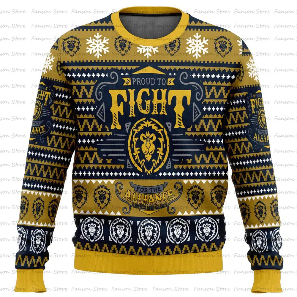 Sudadera con capucha de dibujos animados de World of Warcraft para hombres y mujeres, sudadera de anime, sudadera para parejas, horda, Navidad