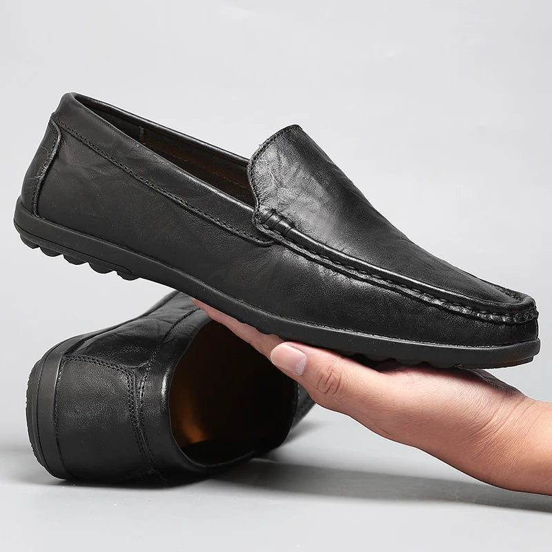 Mocassins Italiens en Cuir Véritable Homme — Élégance & Confort