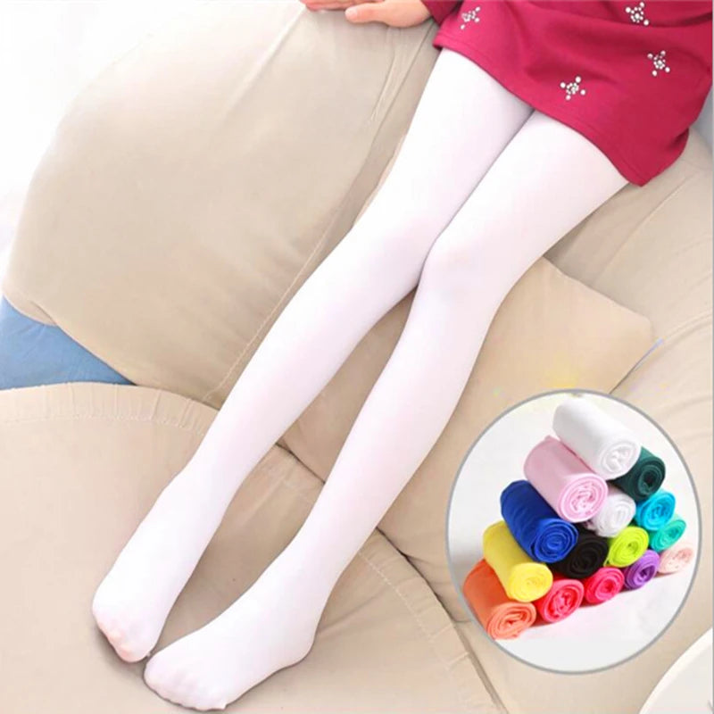 Collants d'été couleur bonbon pour enfants, collants de danse de Ballet pour filles, bas en velours blanc uni pour enfants