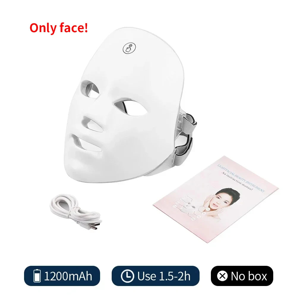 Machine de Beauté Visage Sans Fil — Masque Photons 7 Couleurs LED Raffermissement