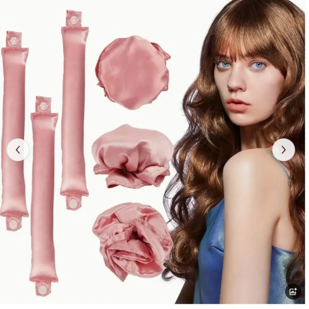 Lot de 2/4/6 pièces : Kit de bouclage sans chaleur en satin, bigoudis doux pour boucles de nuit, pour dormir, pour des boucles sans chaleur, bonnet de nuit pour boucles