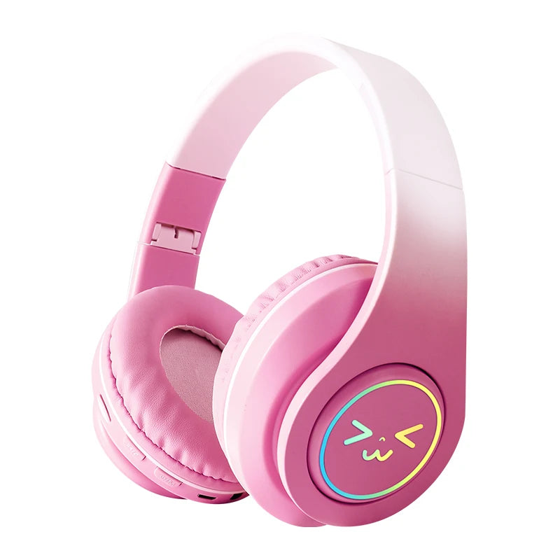 Casque Bluetooth sans fil pour ordinateur — jeu, réduction de bruit, visage souriant, RGB, gamer, basse