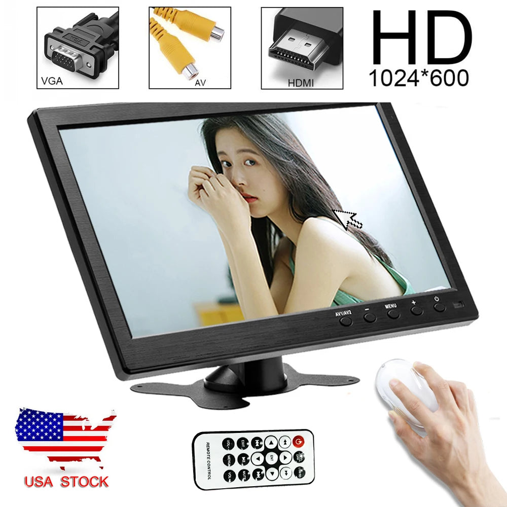 Moniteur de voiture 10,1 pouces LCD HD — HDMI, VGA, AV, USB, SD, TV, lecteur DVD, surveillance