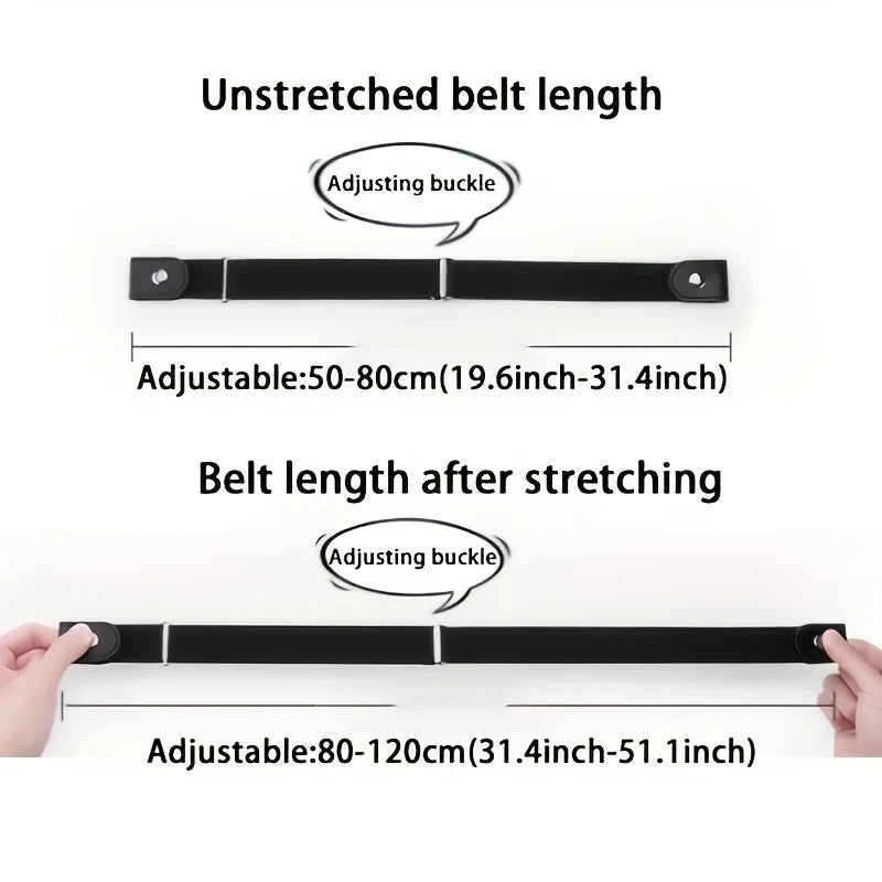 Buckle-free belt for jeans, dresses, stretchy elastic buckleless waist belt for women/men, no bulge, no hassle, 1 piece