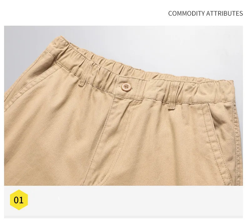 Salopette ample à grande poche pour hommes, pantalon tactique de Jogging pour Sports de plein air, taille élastique, pantalon de travail décontracté en pur coton