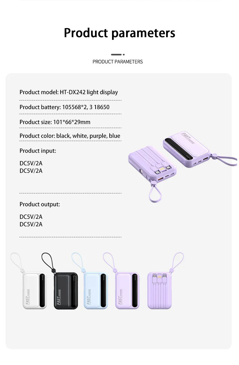 500000mAh 120W batterie externe grande capacité 4 in1 câbles Intelligent affichage numérique lumière Portable Powerbank pour iPhone Huawei nouveau