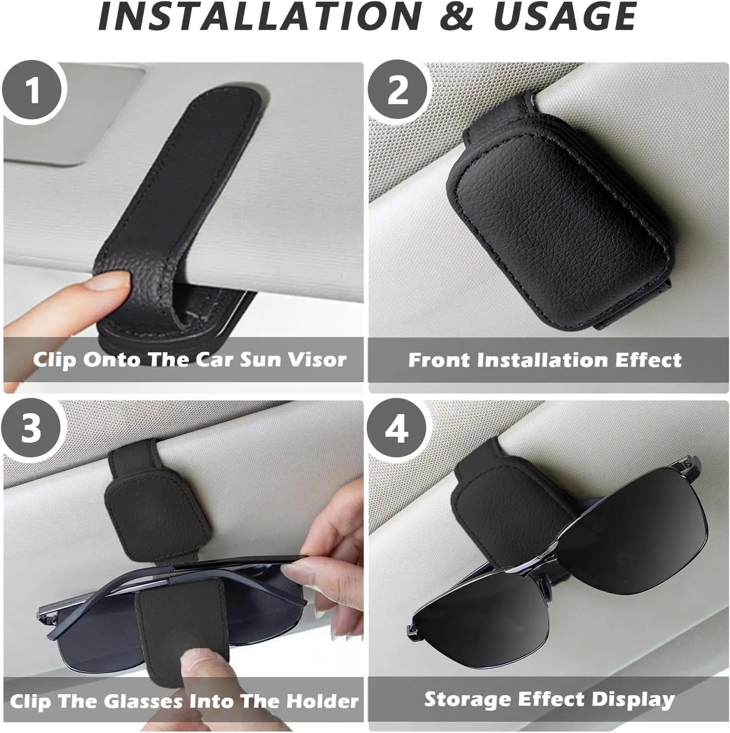 El soporte para gafas de sol se adapta a las viseras del coche, clip magnético de cuero para gafas de sol y clip para b