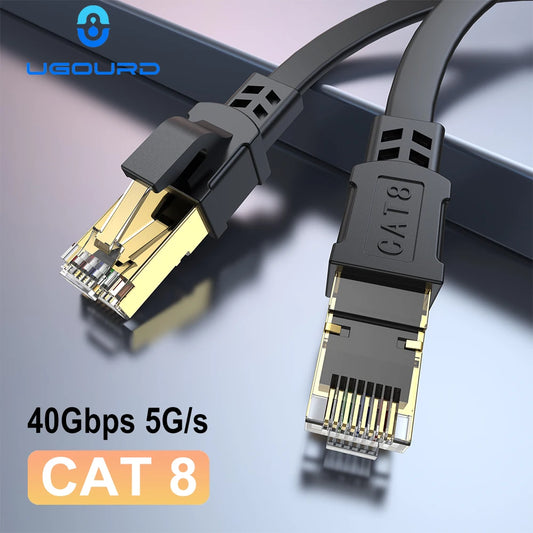 Cable Ethernet CAT 8 40Gbps 2000MHz CAT8 RJ45 red Lan plano patch cable 10m 15m 20m 30m 50 pies 100 pies para Router Módem PS 5/4