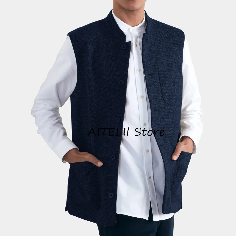 Gilet élégant à chevrons pour hommes, gilets pour hommes, gilet imbibé, olympiques de travail décontractés