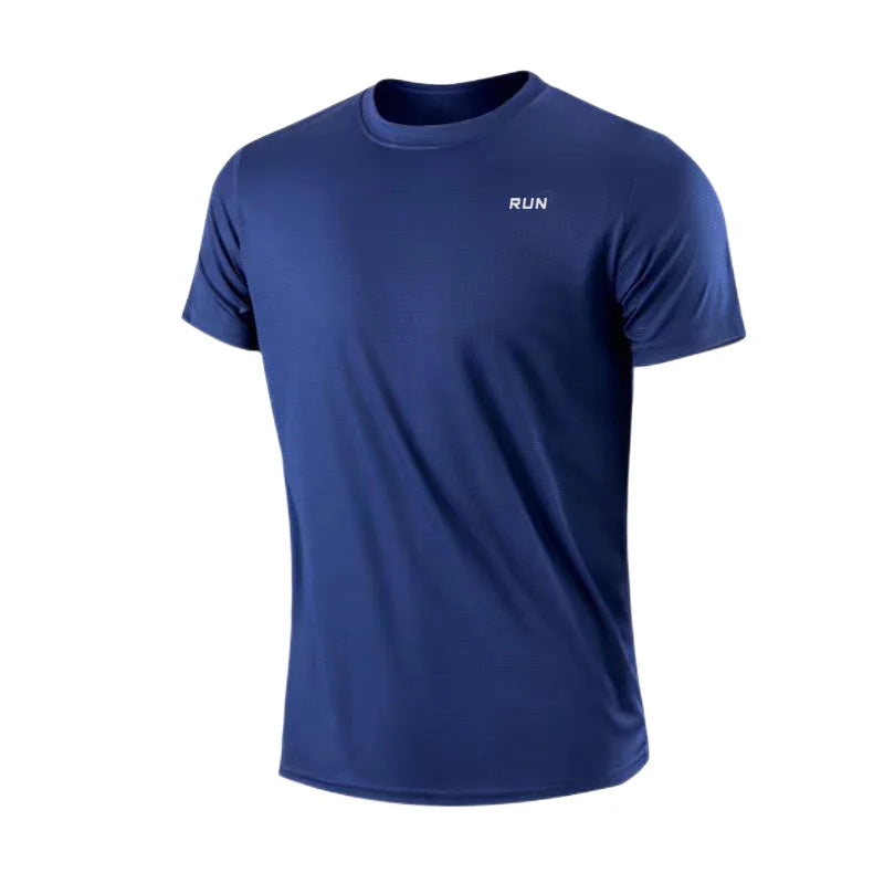 Camiseta de manga corta para hombre, de secado rápido, que absorbe la humedad, cuello redondo, para ejercicio, entrenamiento, deportes, gimnasio, correr, ligera en Y