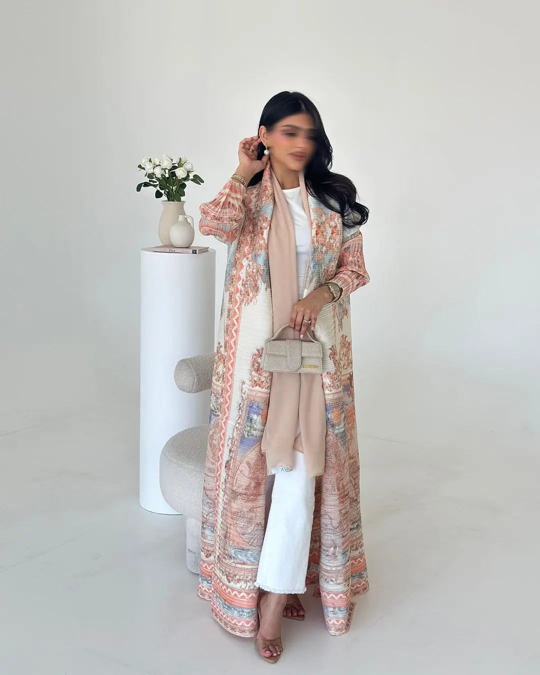 KAF femmes mode Abaya Vintage imprimé Cardigan conception ample grande taille élégante femme luxe Robe printemps automne modèle