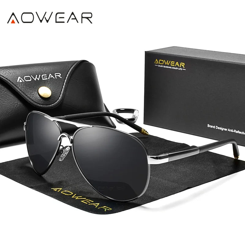 AOWEAR Men's Aviator Sunglasses Men Mirror Polarized Sunglasses for Men HD Driving Pilot Sunglasses Men's Sunglasses
