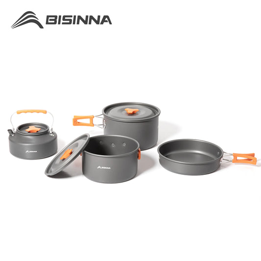 BISINNA – ustensiles de cuisine de Camping en alliage d'aluminium, bouilloire à eau, casserole, ensemble de cuisine pour voyage, randonnée, pique-nique, barbecue