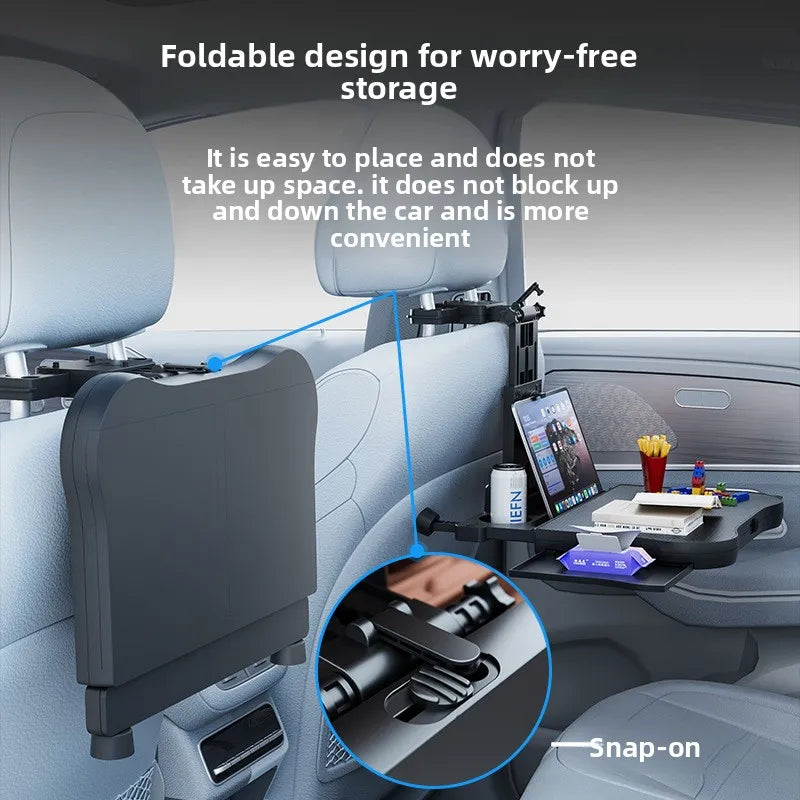 360 °   Table rotative pour plateau de voiture – Support de siège arrière en ABS, porte-ordinateur portable et porte-boissons pour les voyages sur route
