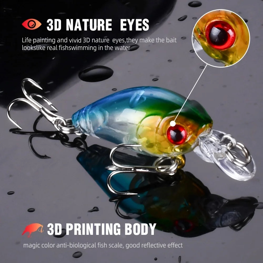 8 pièces Kit de leurre de pêche manivelle appât méné flottant appât artificiel appât de pêche en surface