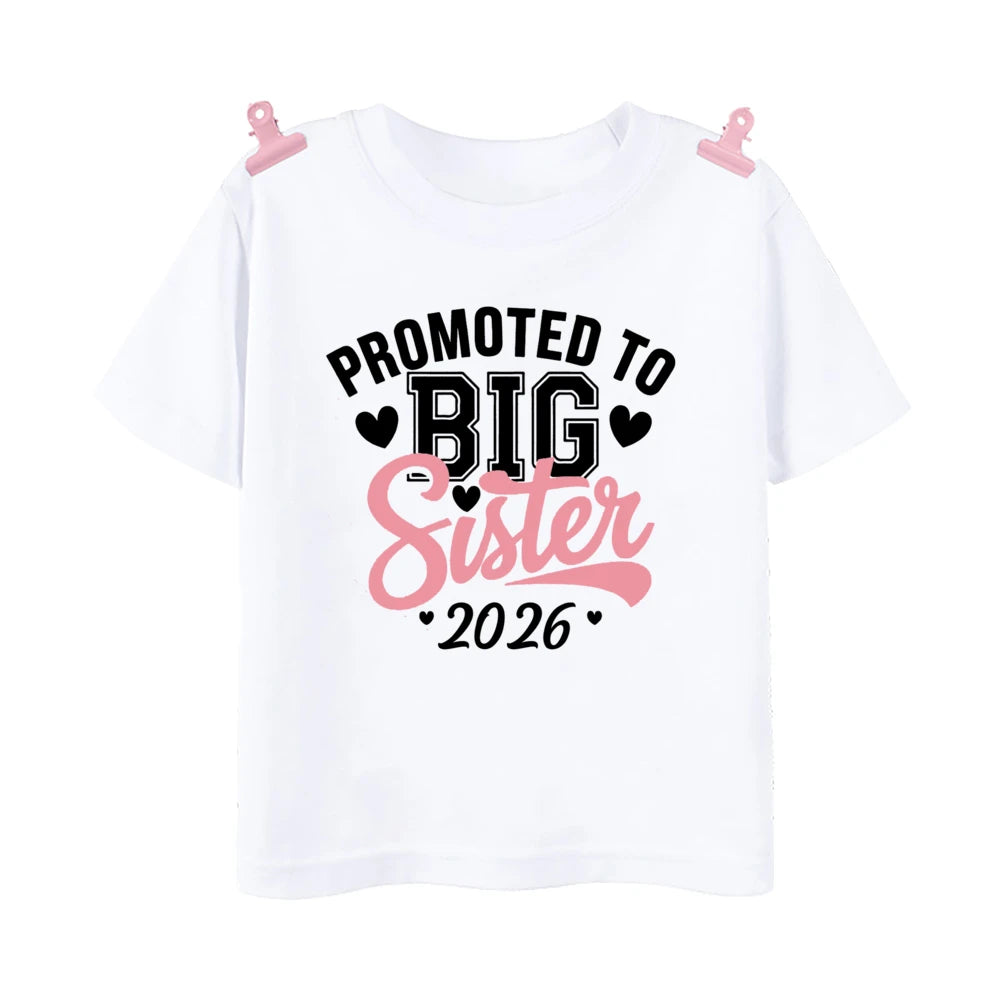 T-shirt imprimé pour enfants, tenue d'été pour enfants, chemises à manches courtes, vêtements d'annonce pour bébé, promu à Big Brother, Big Sister, 2026
