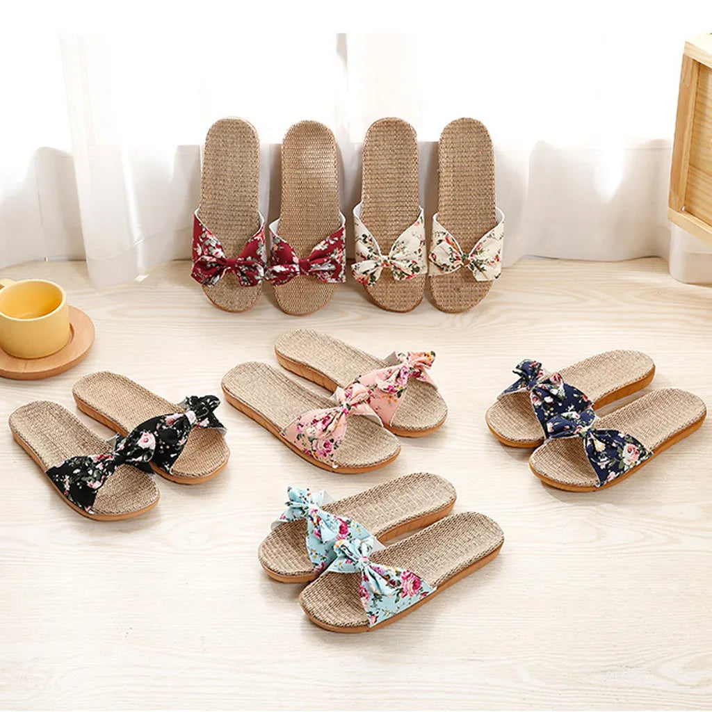 Tongs en Lin Nœud Papillon Femme — Légères & Naturelles Été