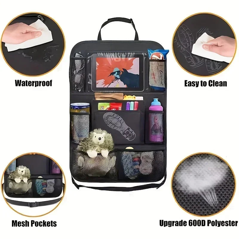 Organisateur de siège de voiture multi-poches, matériau imperméable et Durable, parfait pour les voyages sur route et l'utilisation quotidienne, excellent cadeau pour les vacances, 1 pièce