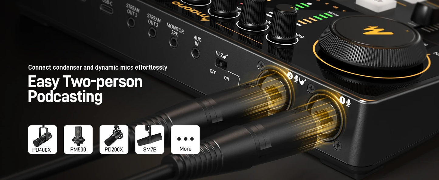 Interface Audio Double XLR — Podcast, Streaming & Gaming Professionnel