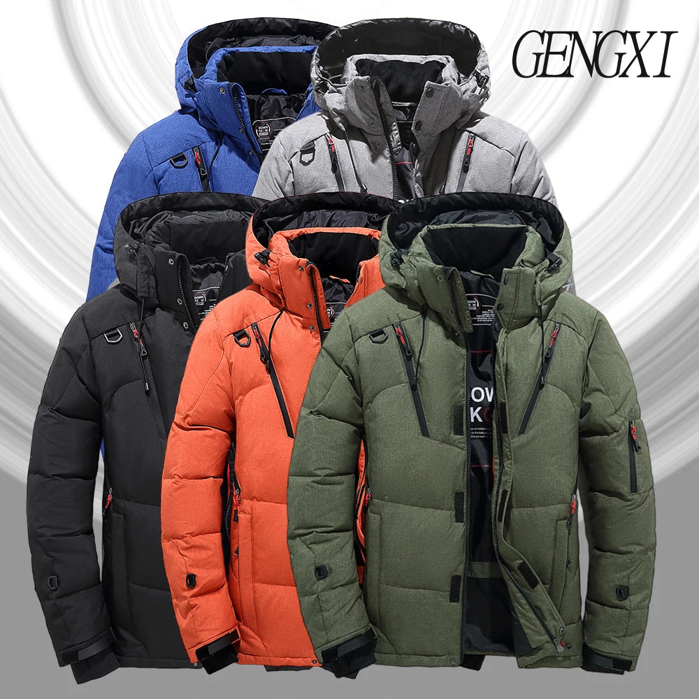 Hommes en plein air léger chaud col détachable doudoune hiver nouveauté décontracté mode multi-poches vêtements de travail vers le bas manteau
