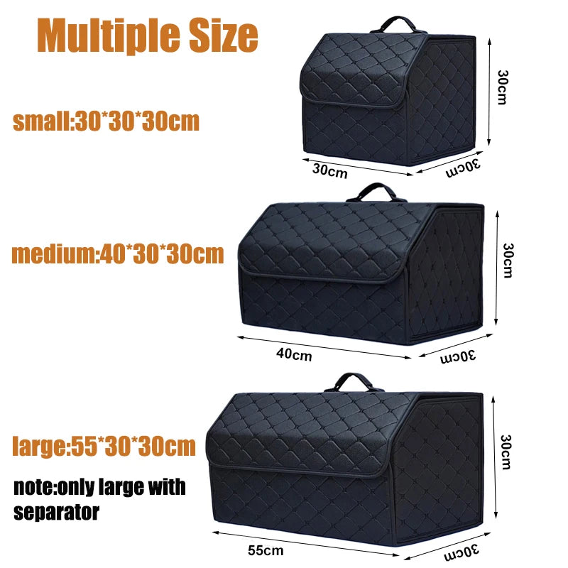 Car Trunk Storage Box, Large Capacity Automotive Multi-purpose Tools Storage Bag, Organizer, Foldable Leather for Emergency