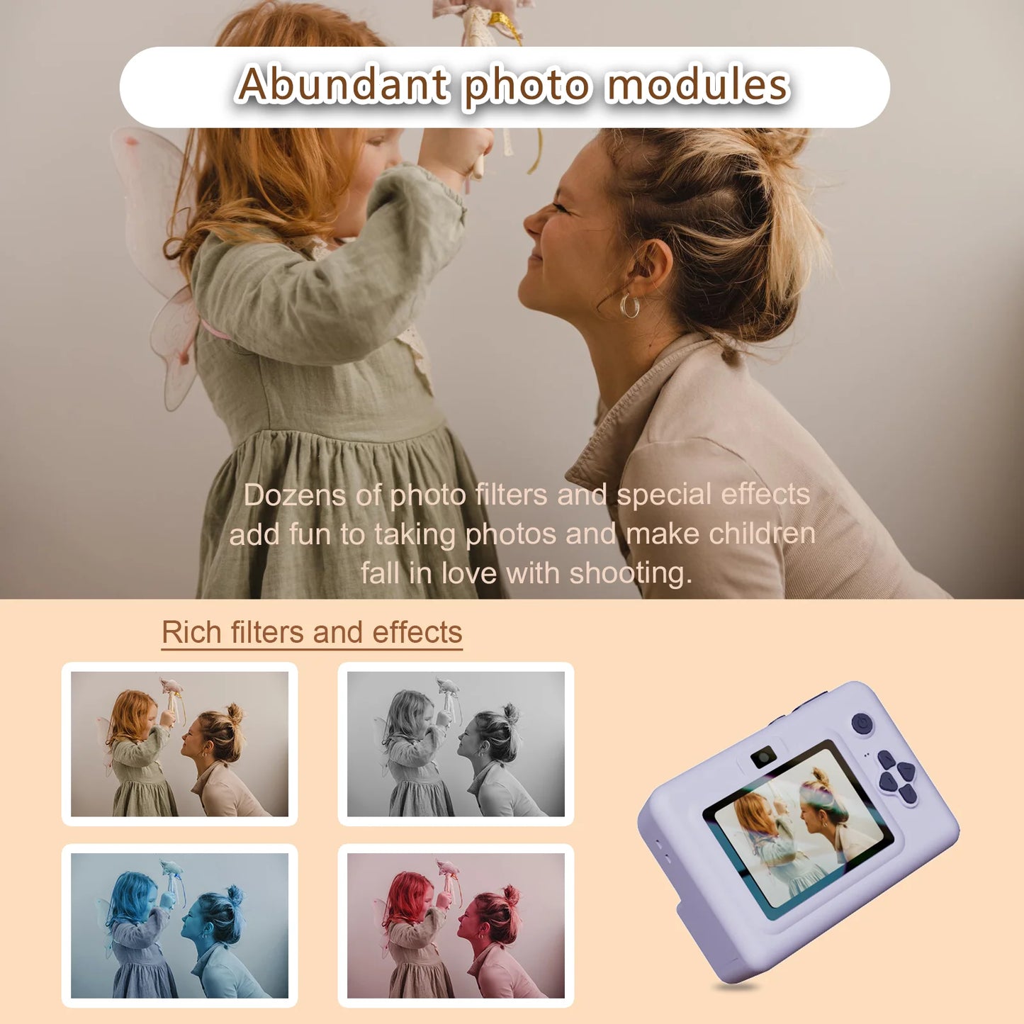 Cámara digital para niños para fotografía Mini impresora térmica portátil Impresión instantánea Cámara de fotos para niños Juguete de video HD de 2.8 pulgadas Regalos