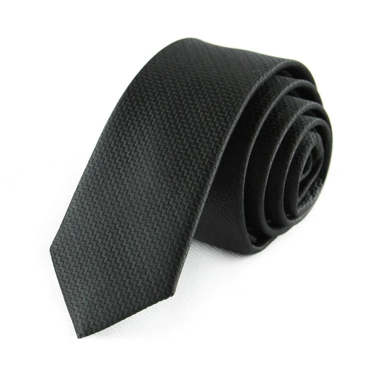Corbatas negras delgadas de 5CM para hombre, corbata de poliéster a rayas, puntos sólidos, Jacquard, corbata de negocios para fiestas