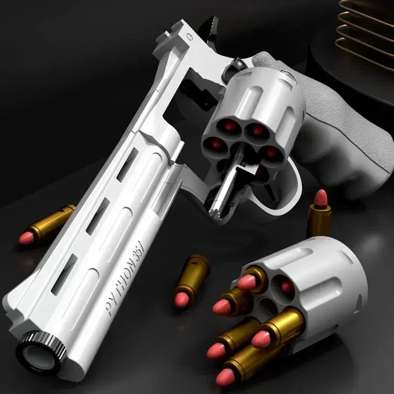 Lanceur revolver jouet à tir continu — fléchettes souples, enfants et adultes, jeu en plein air