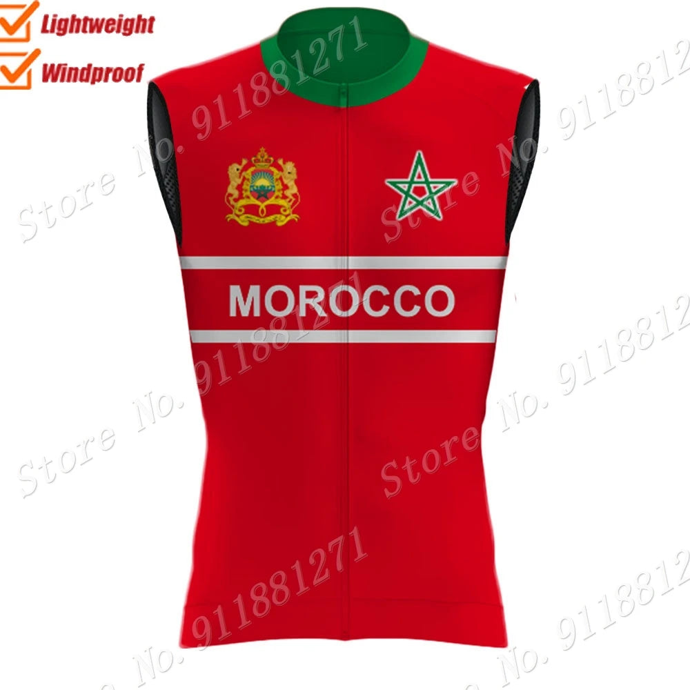 Gilet de cyclisme 2023 coupe-vent léger — course route, rouge, sans manches, VTT