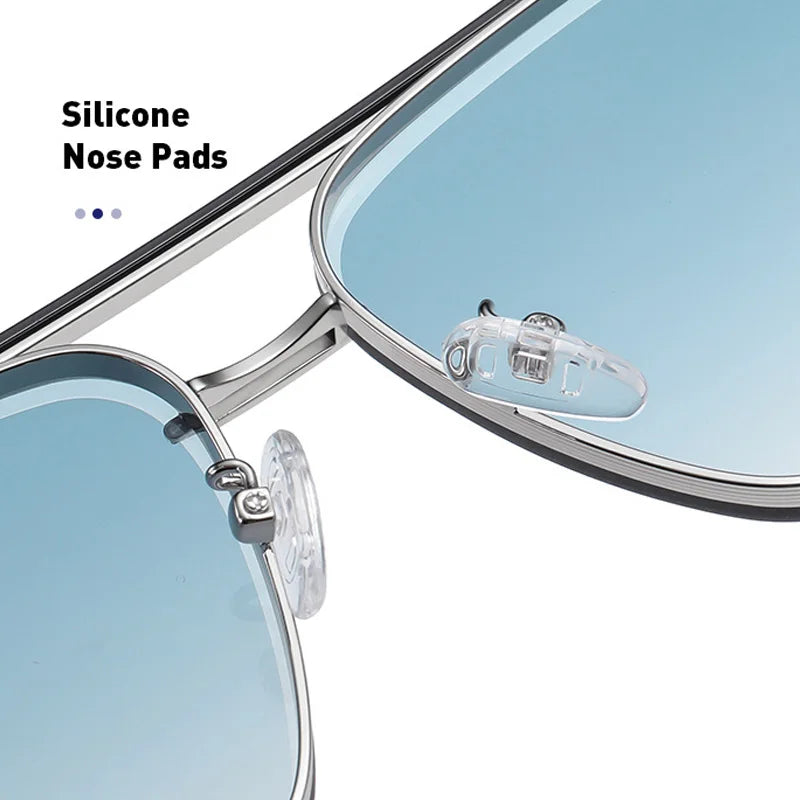 Nuevas gafas de sol degradadas para hombre, moda, metal, montura grande, gafas de sol, marca de lujo, Lunette De Soleil Homme