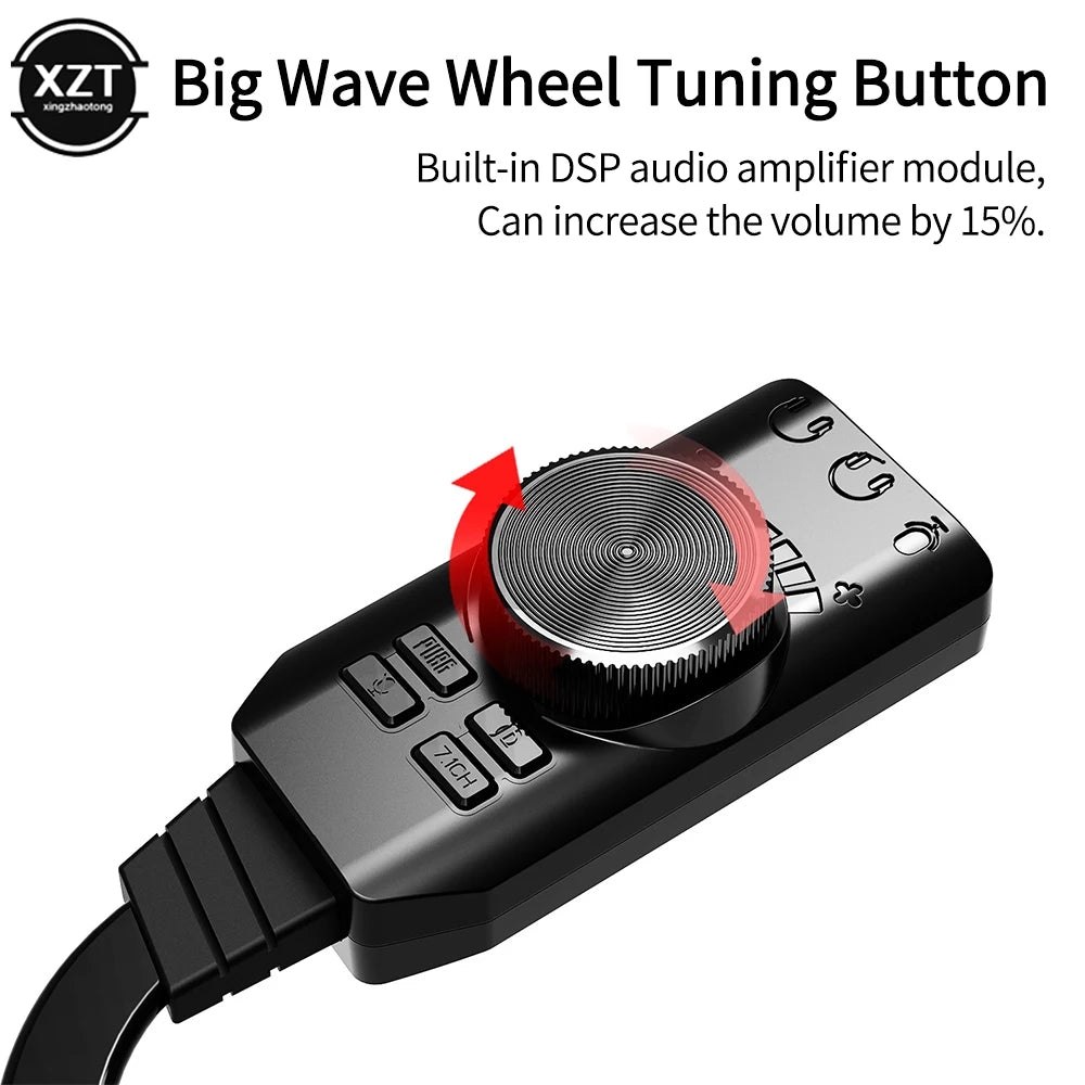 Carte Son USB Gaming 7.1 Canaux — Adaptateur Audio 3.5mm Plug & Play PC & Laptop