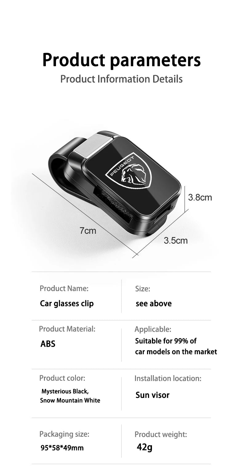 Porte-Lunettes Voiture Clip Pare-Soleil — Rangement, Protection Éponge, Anti-Rayures