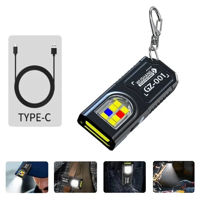 Lampe de travail tactique portable, outil EDC, mini lampe torche LED, outil de camping et de randonnée en plein air, lampe torche molle, rechargeable par USB