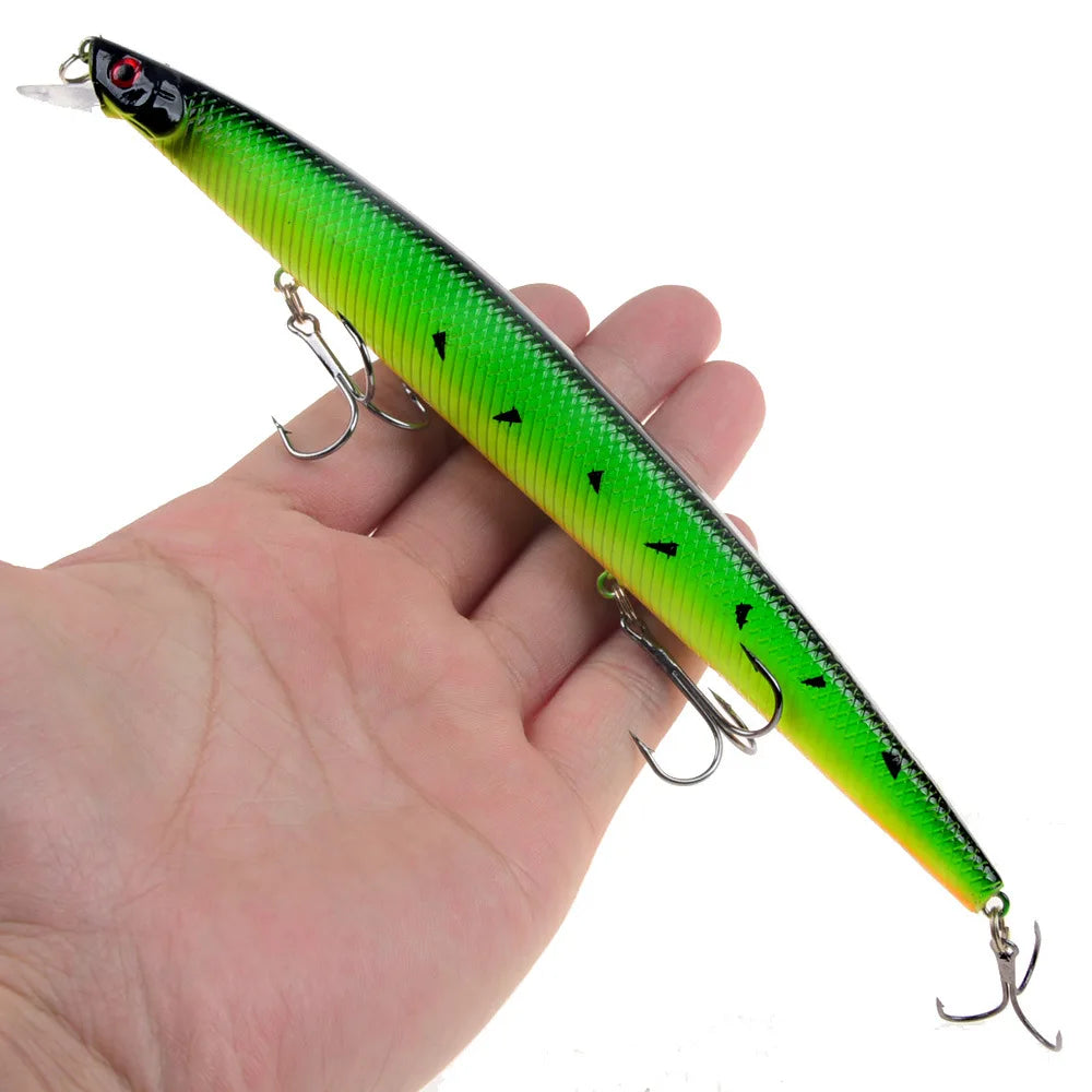 Leurre de pêche au vairon en plastique, appât Éldur, manivelle laser, gros faux poissons, appâts de pêche en mer, 16 couleurs, 18cm, 24g