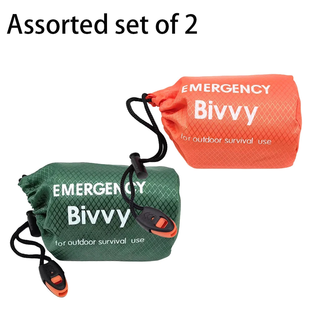 Sac de couchage d'urgence, couverture de survie, sac bivouac thermique en Mylar, abri léger, imperméable et portable pour le camping et la randonnée