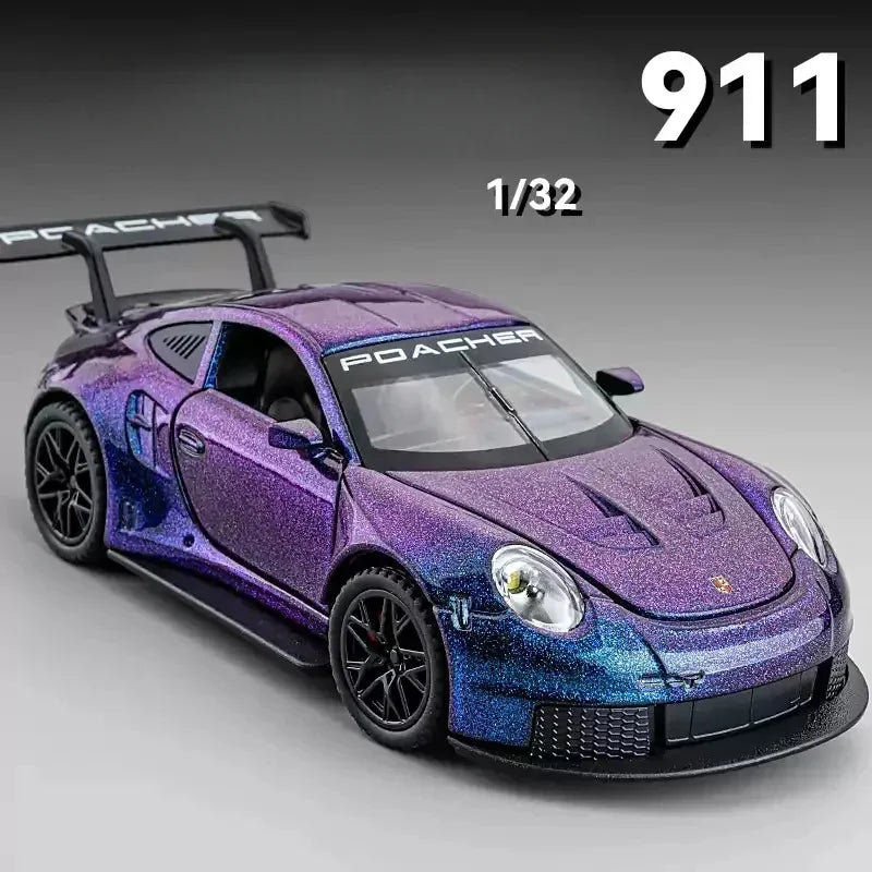 Coche deportivo modelo de inventario fundido a presión para niños, coche de juguete, vehículo GT3RS, regalo de cumpleaños para niño, decoración del hogar, escala 1/32, 911