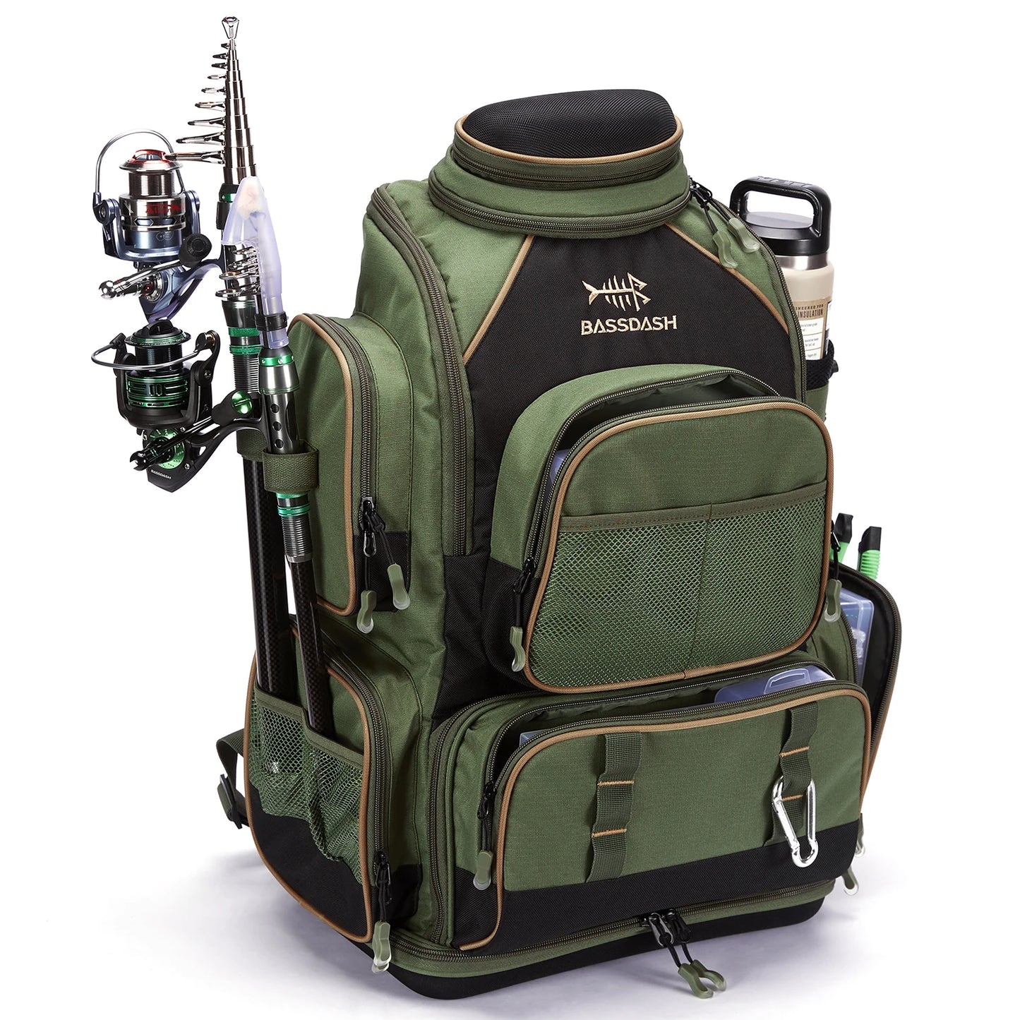 Bassdash Multifonctionnel De Pêche Sac À Dos Léger Tactique Doux S'attaquer Boîte avec Housse De Protection Pluie