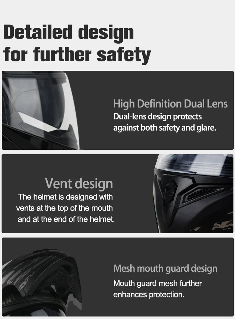 Casque moto quatre saisons Motocross modulaire rabattable — hommes, femmes, tout-terrain
