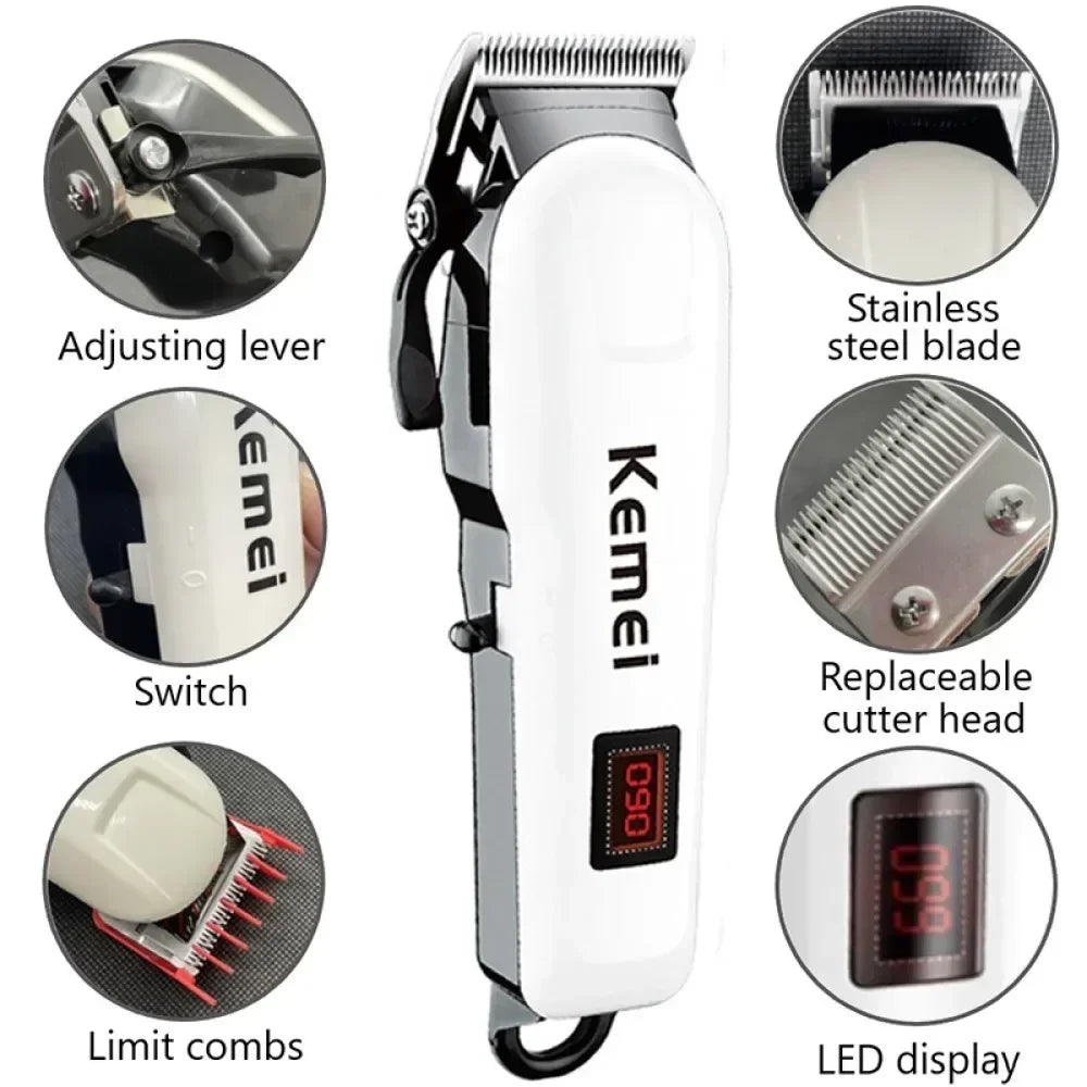 Tondeuse à cheveux sans fil rechargeable — tondeuse barbe électrique puissante, hommes