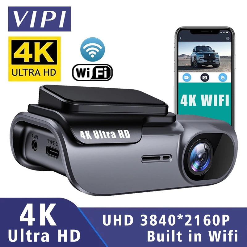 Dashcam WiFi 4K 3840x2160P — Vision Nocturne Surveillance 24H Boîte Noire