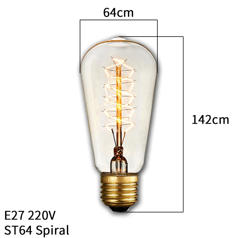 Bombilla retro Edison regulable E27 40W 110V 220V Lámpara incandescente de filamento vintage Bombilla decorativa
