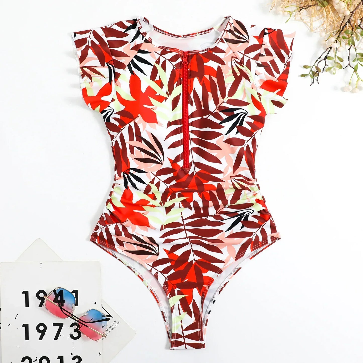 Maillot de bain une pièce avec fermeture éclair, robe courte, à la mode, Sexy, Bikini, épais, imprimé, vêtements de plage, été, 2024