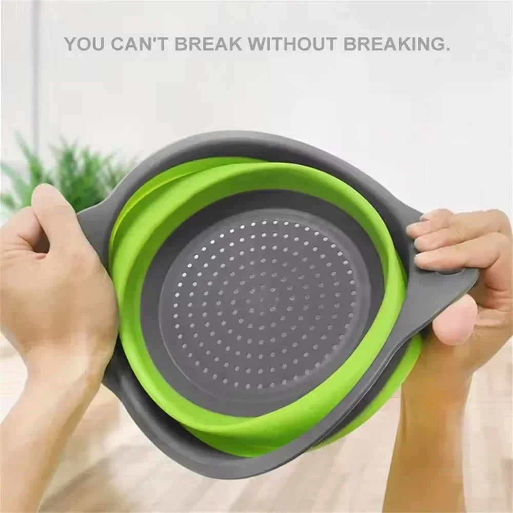 2pcs Silicone Collapsible Strainer Basket, Foldable Colander for Fruit Vegetable, Kitchen Strainer for Food Pasta Kitchen Tools Drainage Device