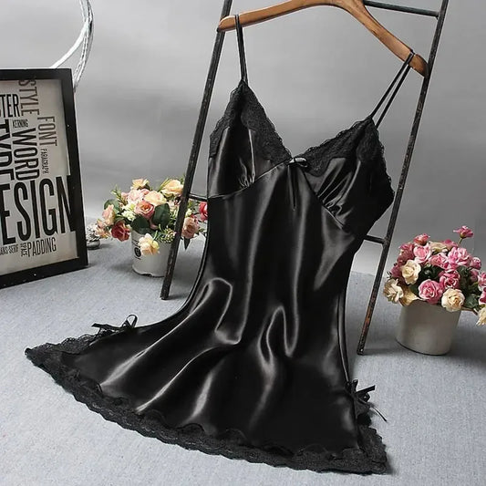 Sexy Lace Patchwork Camisole Lingerie Chemise Nightdress Wedding Silk Robe Nightwear Women Nighties Sleepwear Sexy Nightgowns