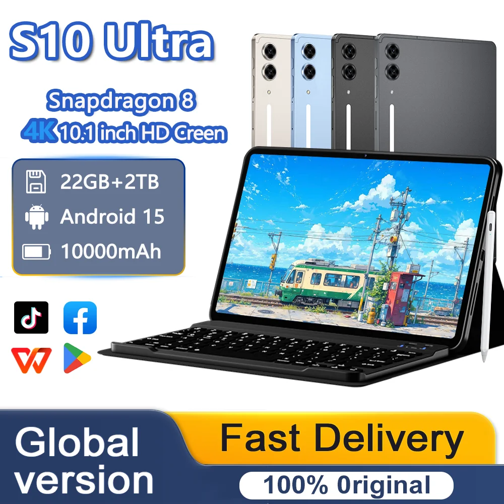 Nueva tablet S10 Ultra 2026, 10,1 pulgadas, 22 GB, Android 15, Snapdragon 8 Gen 3, reconocimiento facial, 10000 mAh, 5G, doble SIM