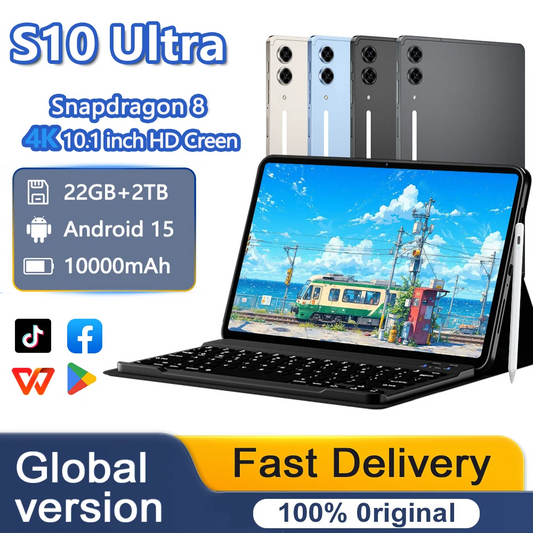 Tablette Ultra 2026 — 10,1 pouces, 22 Go RAM, Android 15, reconnaissance faciale, 10000 mAh, 5G, double SIM